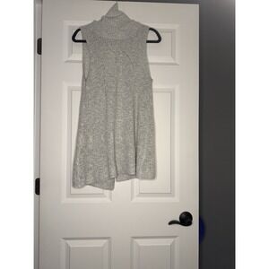 Hem And Thread Sleeveless Cowl Neck Knit Sweater Medium Open Back Gray Mix Nwt